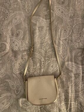 Tommy Hilfiger Gold Pebbled Crossbody Saddle Bag